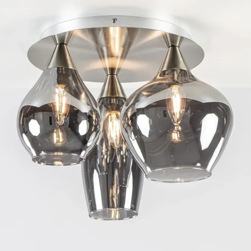 Straluma Stijlvolle plafondlamp nikkel mat met smoke glas> Halverlichting|Plafondlampen