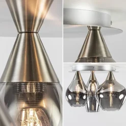 Straluma Stijlvolle plafondlamp nikkel mat met smoke glas></noscript> Halverlichting|Plafondlampen
