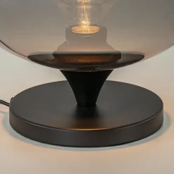 Straluma Stijlvolle tafellamp zwart met smoke/titanium glazen bol></noscript> Tafellampen|Luxe Verlichting