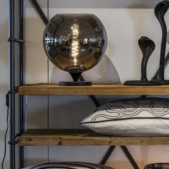 Straluma Stijlvolle tafellamp zwart met smoke/titanium glazen bol></noscript> Tafellampen|Luxe Verlichting