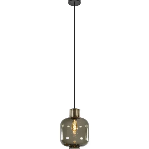 Straluma Stijvolle hanglamp smoke glas met bronzen fitting> Eetkamerverlichting|Hanglampen