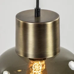 Straluma Stijvolle hanglamp smoke glas met bronzen fitting></noscript> Eetkamerverlichting|Hanglampen