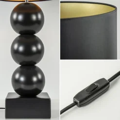 Straluma Stijvolle tafellamp keramiek zwart met kap zwart/goud></noscript> Tafellampen|Schemerlampen