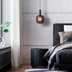 Straluma Stoere hanglamp zwart met mat zwart glas></noscript> Eetkamerverlichting|Hanglampen