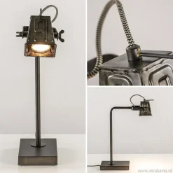 Straluma Stoere industriele tafel/bureaulamp black steel></noscript> Bureaulampen|Leeslampen