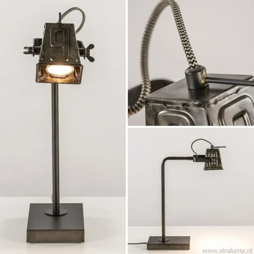Straluma Stoere industriele tafel/bureaulamp black steel> Bureaulampen|Leeslampen