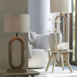 Straluma Stoere lampvoet hout naturel Light and Living></noscript> Tafellampen|Lampenvoeten
