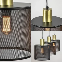 Straluma Stoere 3-lichts hanglamp mat zwart met goud></noscript> Eettafellampen|Pendel Lampen