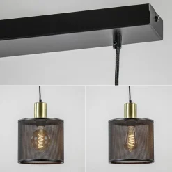 Straluma Stoere 3-lichts hanglamp mat zwart met goud></noscript> Eettafellampen|Pendel Lampen