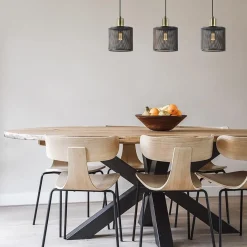 Straluma Stoere 3-lichts hanglamp mat zwart met goud></noscript> Eettafellampen|Pendel Lampen