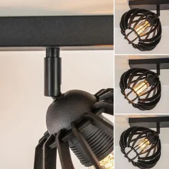 Straluma Stoere 2-lichts plafondlamp met houten kappen zwart></noscript> Plafondlampen|Botanische Verlichting
