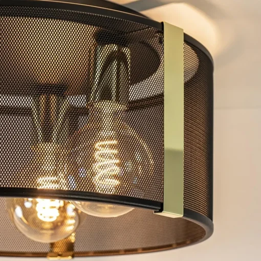 Straluma Stoere plafondlamp zwart met glossy goud> Plafondlampen|Industriële Verlichting