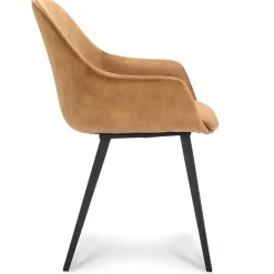 Straluma Stoffen armstoel cognac met zwarte pootjes></noscript> Eetkamerstoelen
