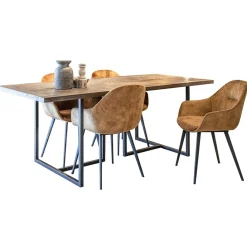 Straluma Stoffen armstoel cognac met zwarte pootjes></noscript> Eetkamerstoelen