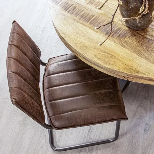 Straluma Stoffen eetkamerstoel bruin met gunmetal onderstel> Eetkamerstoelen