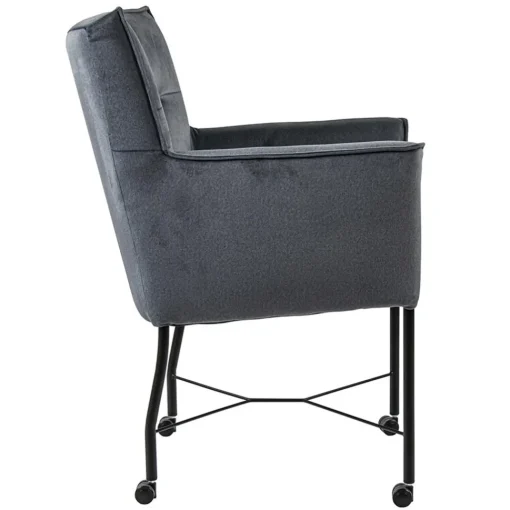 Straluma Stoffen eetkamerstoel grijs/blauw op wieltjes> Eetkamerstoelen