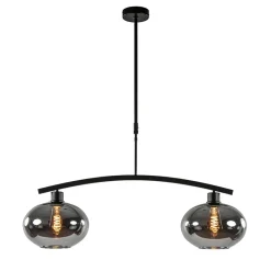 Straluma Strak klassieke hanglamp zwart met smoke glas> Eettafellampen|Eetkamerverlichting