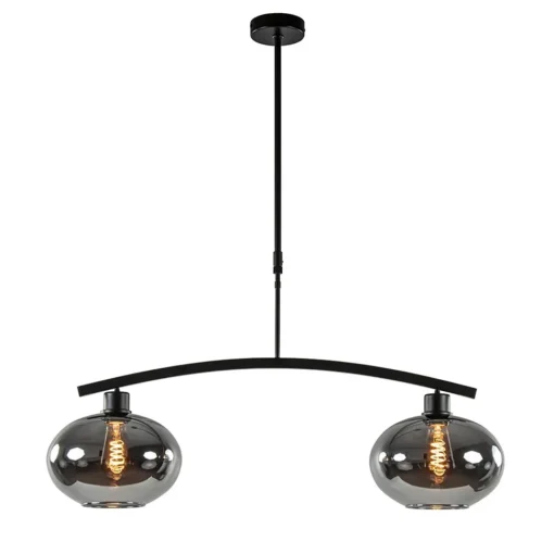 Straluma Strak klassieke hanglamp zwart met smoke glas> Eettafellampen|Eetkamerverlichting