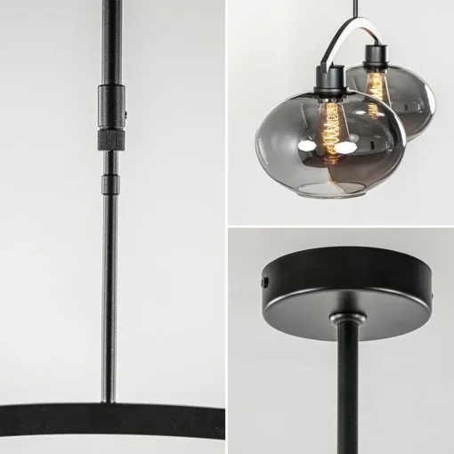 Straluma Strak klassieke hanglamp zwart met smoke glas> Eettafellampen|Eetkamerverlichting