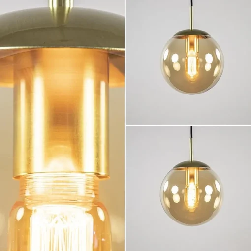 Straluma Strak klassieke hanglamp amber glas met messing 20 cm> Woonkamerlampen|Slaapkamerlampen