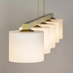 Straluma Strak klassieke hanglamp goud met mat wit glas></noscript> Hanglampen|Eettafellampen