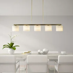 Straluma Strak klassieke hanglamp goud met mat wit glas></noscript> Hanglampen|Eettafellampen