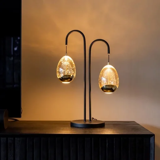 Straluma Strak klassieke LED tafellamp egg zwart met goud> Tafellampen|Woonkamerlampen
