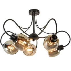 Straluma Strak klassieke 5-lichts plafondlamp met smoke glazen kappen> Plafondlampen|Klassieke Verlichting