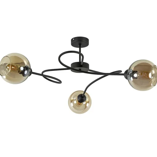 Straluma Strak klassieke plafondlamp met amber glazen bollen> Plafondlampen|Klassieke Verlichting