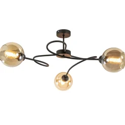 Straluma Strak klassieke plafondlamp met amber glazen bollen> Plafondlampen|Klassieke Verlichting