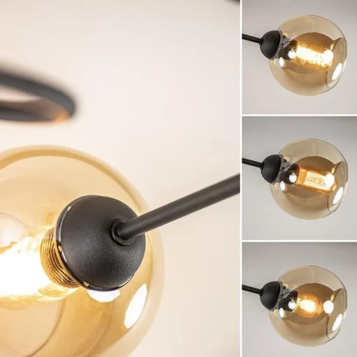 Straluma Strak klassieke plafondlamp met amber glazen bollen> Plafondlampen|Klassieke Verlichting