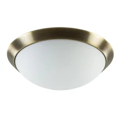 Straluma Strak klassieke plafonnière brons met mat wit glas> Plafonnières|Keukenverlichting