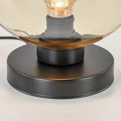 Straluma Strak klassieke tafellamp zwart met amber glas></noscript> Tafellampen|Klassieke Verlichting
