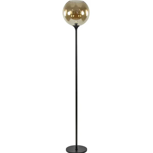 Straluma Strak klassieke vloerlamp zwart met amber glas 30 cm> Vloerlampen|Klassieke Verlichting