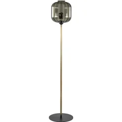 Straluma Strak klassieke vloerlamp brons met zwart en smoke glas> Vloerlampen|Klassieke Verlichting