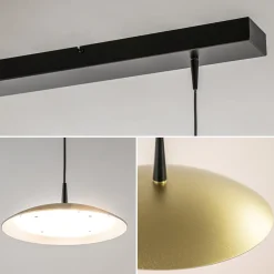 Straluma Strakke 3-lichts hanglamp LED mat zwart/mat goud></noscript> Hanglampen|Eettafellampen