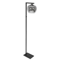Straluma Strakke vloerlamp zwart met smoke glazen kap> Vloerlampen|Retro Verlichting