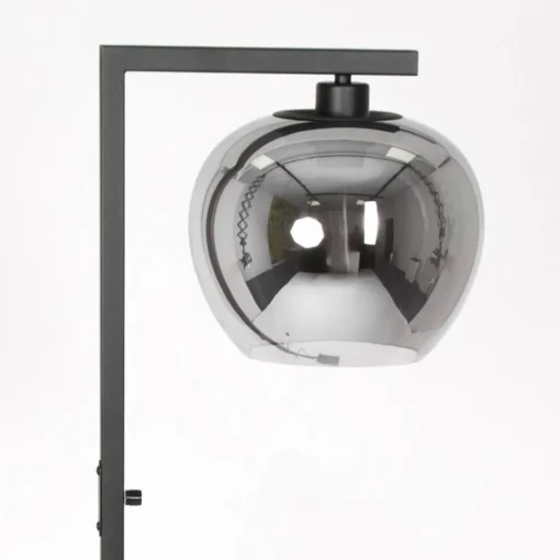 Straluma Strakke vloerlamp zwart met smoke glazen kap> Vloerlampen|Retro Verlichting