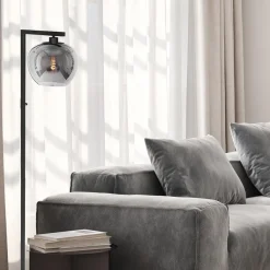 Straluma Strakke vloerlamp zwart met smoke glazen kap></noscript> Vloerlampen|Retro Verlichting