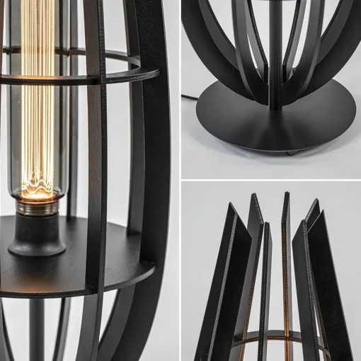 Straluma Tafellamp / vloerlamp mat zwart hout> Tafellampen|Vloerlampen