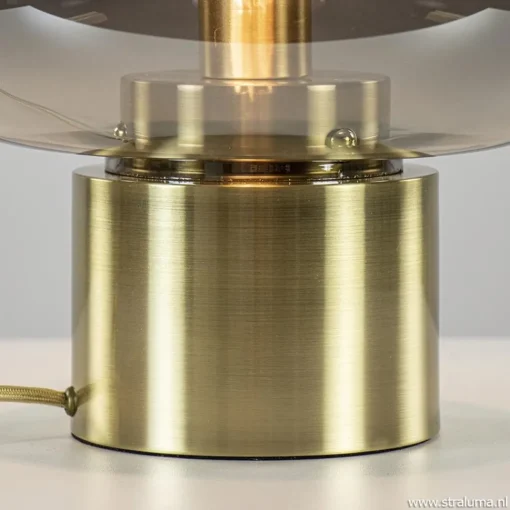 Straluma Tafellamp Arturan brons met smoke glazen kap> Light and Living|Woonkamerlampen