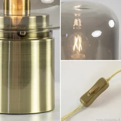 Straluma Tafellamp Arturan messing + smoke glas></noscript> Tafellampen|Light and Living