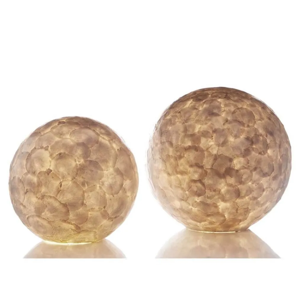 Straluma Tafellamp ball 30 cm rond creme schelpen> Schelpenlampen|Woonkamerlampen