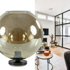 Straluma Tafellamp Bella zwart + smoke glas 30cm></noscript> Tafellampen|Luxe Verlichting