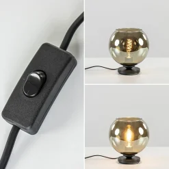 Straluma Tafellamp Bella zwart + smoke glas 20cm></noscript> Woonkamerlampen|Slaapkamerlampen