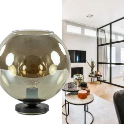 Straluma Tafellamp Bella zwart + smoke glas 25cm></noscript> Tafellampen|Luxe Verlichting