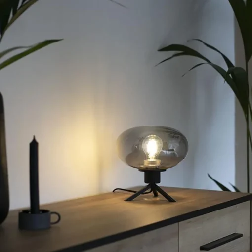 Straluma Tafellamp driepoot ufo smoke glas> Tafellampen|Driepoot lampen