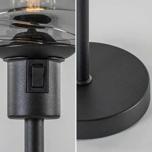 Straluma Tafellamp Fantasy op stang zwart + smoke glas> Tafellampen|Luxe Verlichting