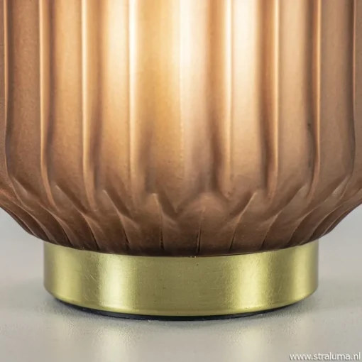 Straluma Tafellamp Ivot mat koffie met messing op batterij> Tafellampen|Light and Living