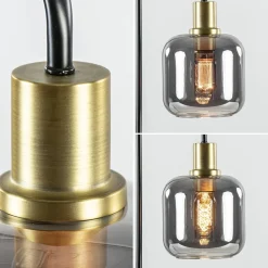 Straluma Tafellamp Lekar zwart/brons met smoke glazen kap></noscript> Light and Living|Woonkamerlampen